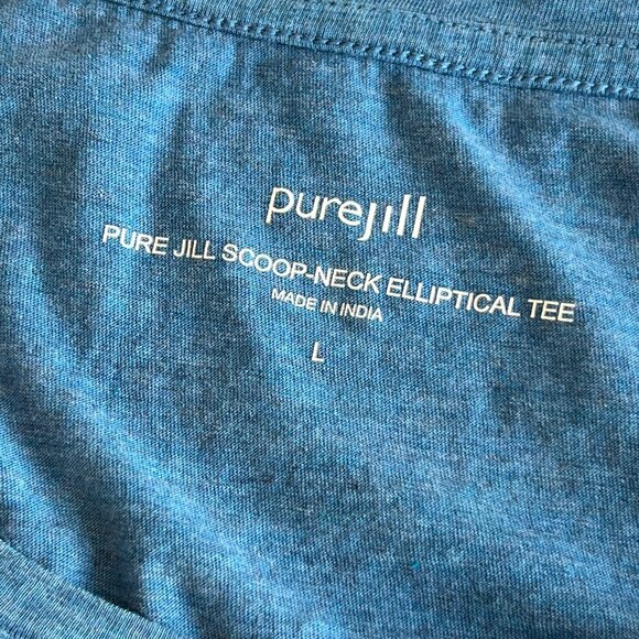 J. Jill Women Size Large 100% Pima Cotton Blue Lake Pure Jill Scoop-Neck Ellipti - Picture 5 of 7